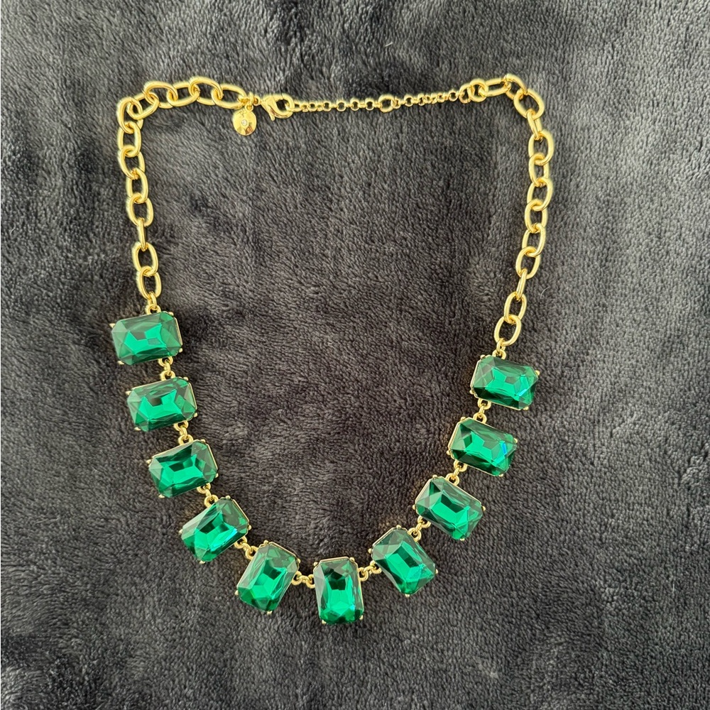 J. Crew Factory Emerald Green and Gold Necklace